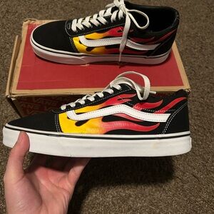 Vans Flame Pattern Sneakers - Black, Red, Yellow